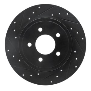 Ford Escape Brake Rotor (1) - Rear Left - R1 Concepts - Drilled & Slotted - Black - `05-`08